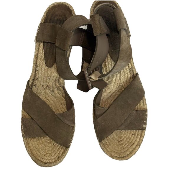 Vince Stefania Sport Suede Taupe Ankle Strap 3" Wedge Espadrille Shoe Size 9 M - Picture 7 of 10